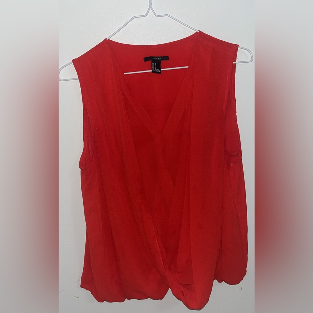 Forever 21 Red V-Neck Blouse